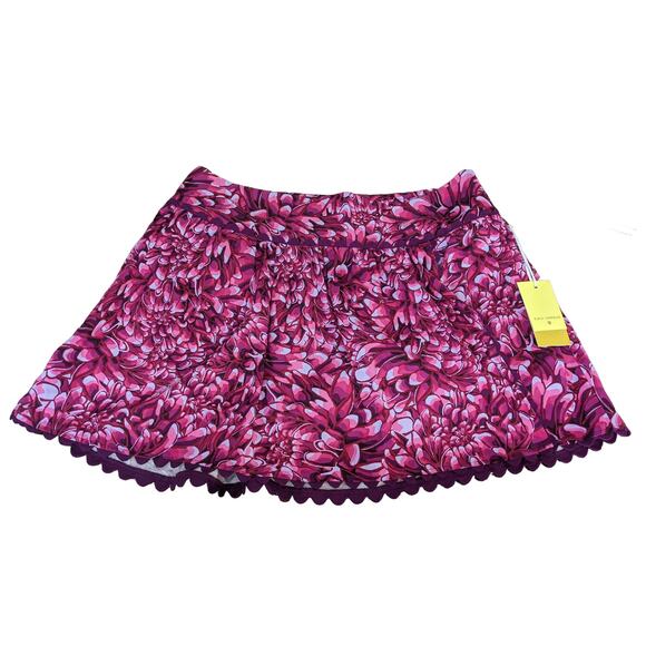 Kika Vargas Wrap Skirt 16W 18W Pink Mum Floral Scallop Edge Short Side Zip New - Picture 12 of 12